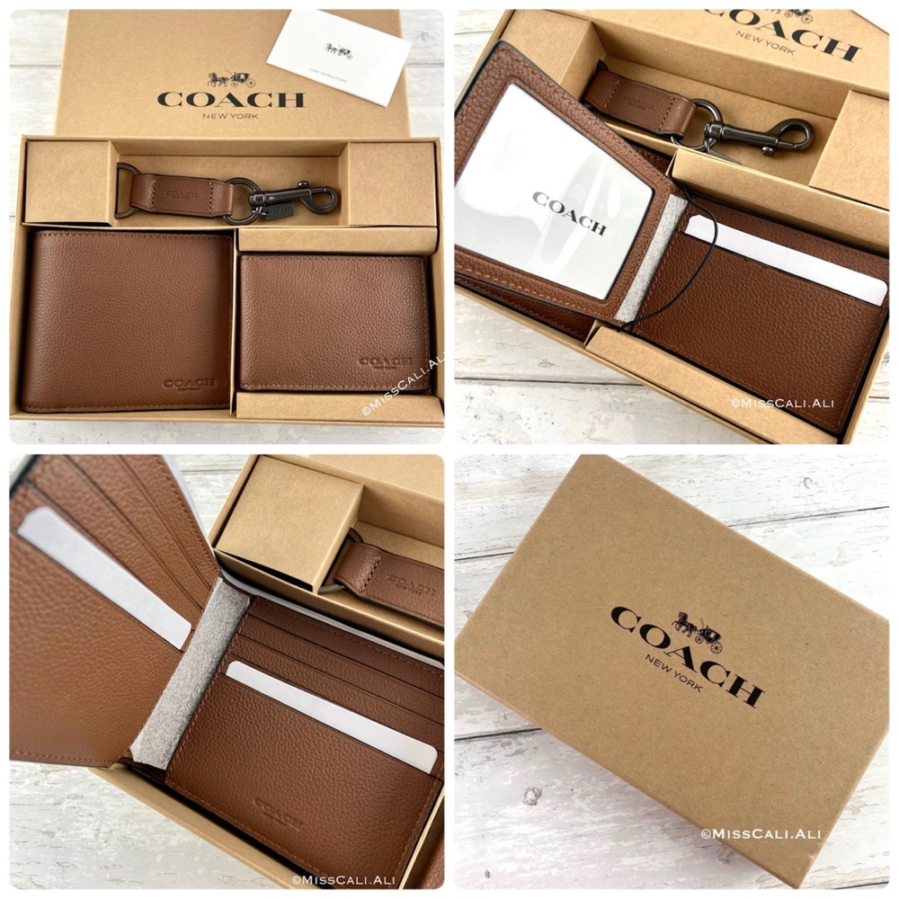 NWT COACH 3-in-1 Men’s Boxed Set Wallet Card Case Set - Picture 15 of 15